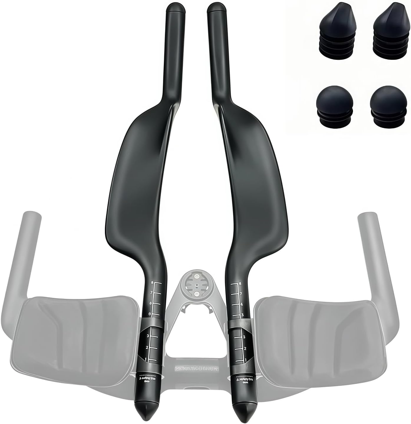 Carbon Bicycle TT Arm Rest Handlebar Aero Bars Extension Triathlon Trial Bike Bar Ends Cycling Bullhorn Handlebar Parts 22.2mm for Road TT Bike,Fixed Gear,Racing bike-Black Matt (No Hole)