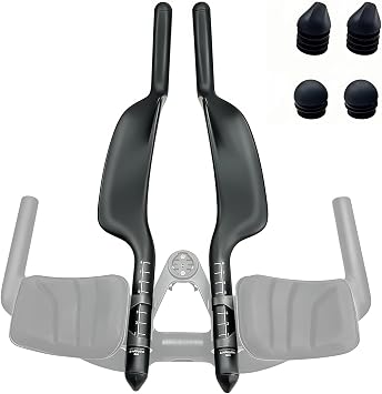 Carbon Bicycle TT Arm Rest Handlebar Aero Bars Extension For Triathlon Time Trial Bikes Long-Distance Cycling Racing, 22.2mm Aerobars Extensions + End Plugs Only No Hole