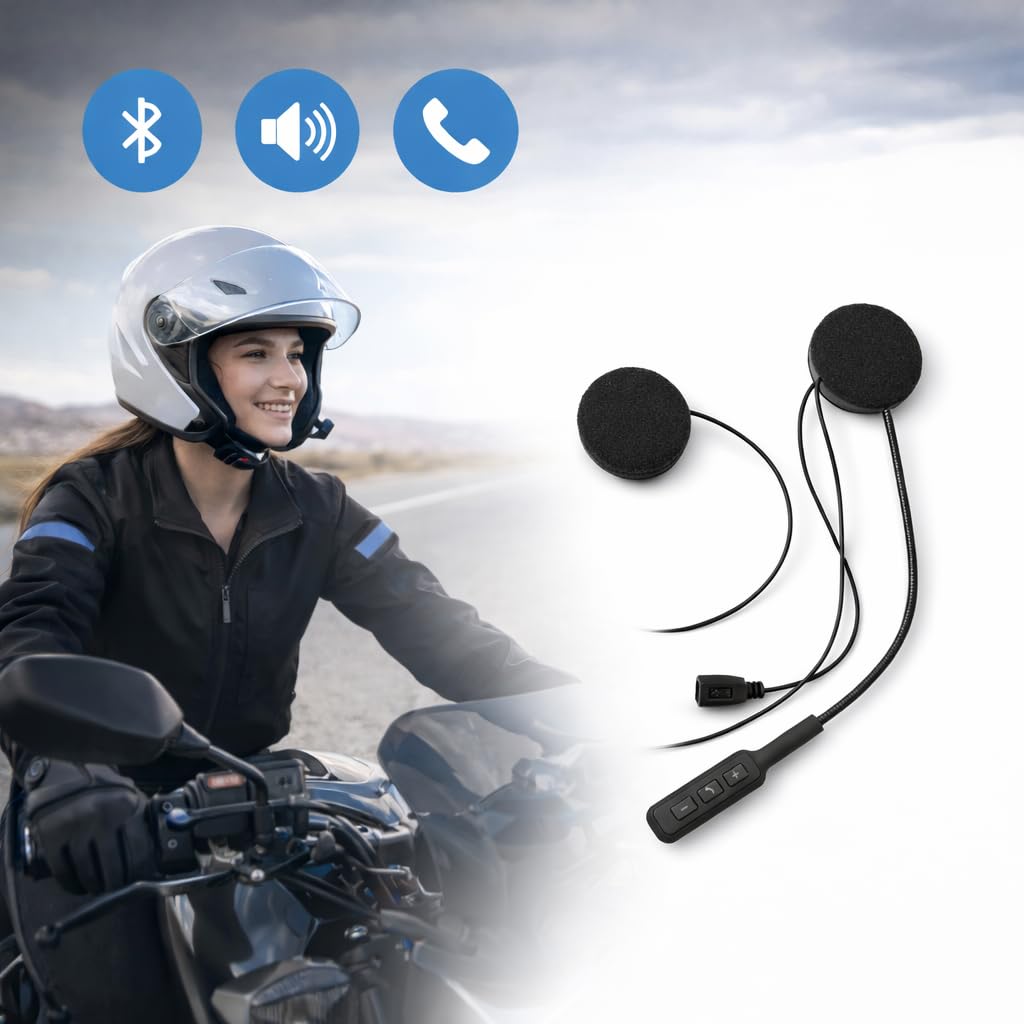 Wodoodporne słuchawki Bluetooth do kasku motocyklowego | Ultra cienkie uniwersalne słuchawki z mikrofonem domofonowym
