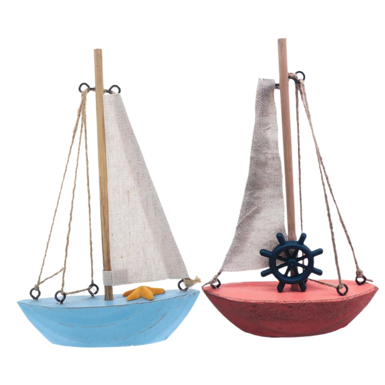 Zerodeko 2Pcs Mediterranean Sailboat Models Nautical Decor for Bedroom Office Miniature Sailing Ship Craft Chic Tabletop Ornaments Present for Sailing