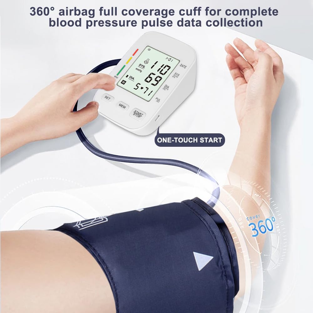 Tensiometre Bras Professionnel, Réglable 22-32 cm Tension Arterielle Bras, Détection De Pulsations Cardiaques Irrégulières, Appareil Pour Mesurer La Tension Convient aux Adultes Et aux Seniors Blanc