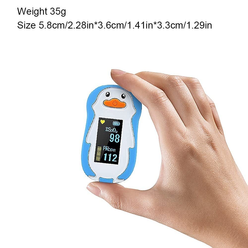 Pulsioxímetro de Dedo para Niños Monitor Portátil de Saturación de Oxígeno En Sangre Con Pantalla OLED Digital Baterías Y Cordón