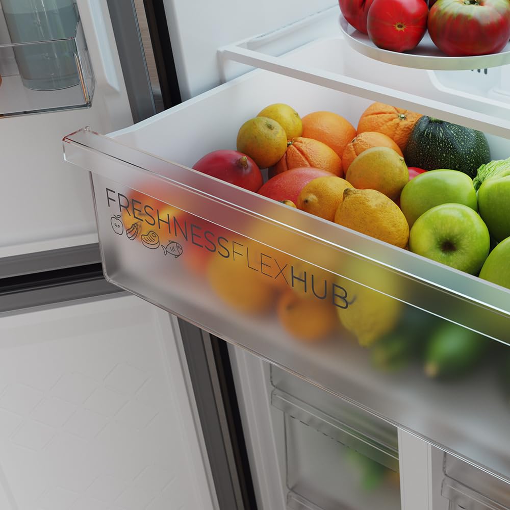 Cecotec Frigorifero 4 Porte Total No Frost Bolero CoolMarket 4D 394 Inox E. 394 Litri, Altezza 170 cm e 70 cm Larghezza, Cassetto Temperatura Variabile, Compressore Inverter, ATT Antibatterico