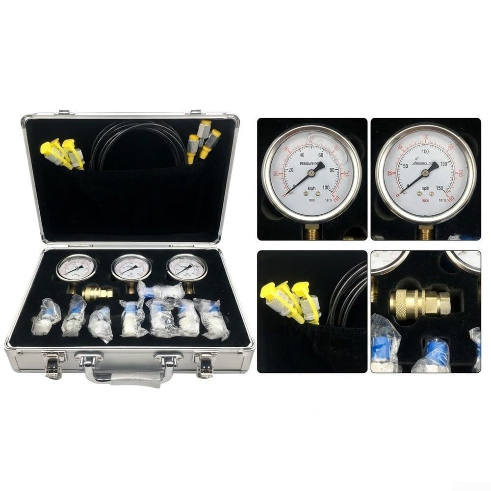 Kit para prueba Presión Hidráulica Excavadora 3 Manómetros Kit(9head hydraulic unit)