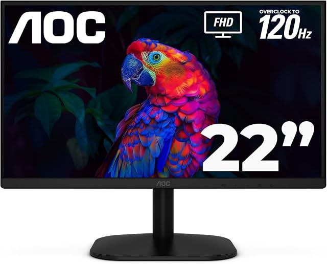 Moniteur LED AOC 22B35HM23 22" Full HD (1920 x 1080) 120Hz, Adaptive Sync, VGA & HDMI, sans scintillement, faible lumière bleue, prêt HDR, VESA, réglage d'inclinaison, écologique
