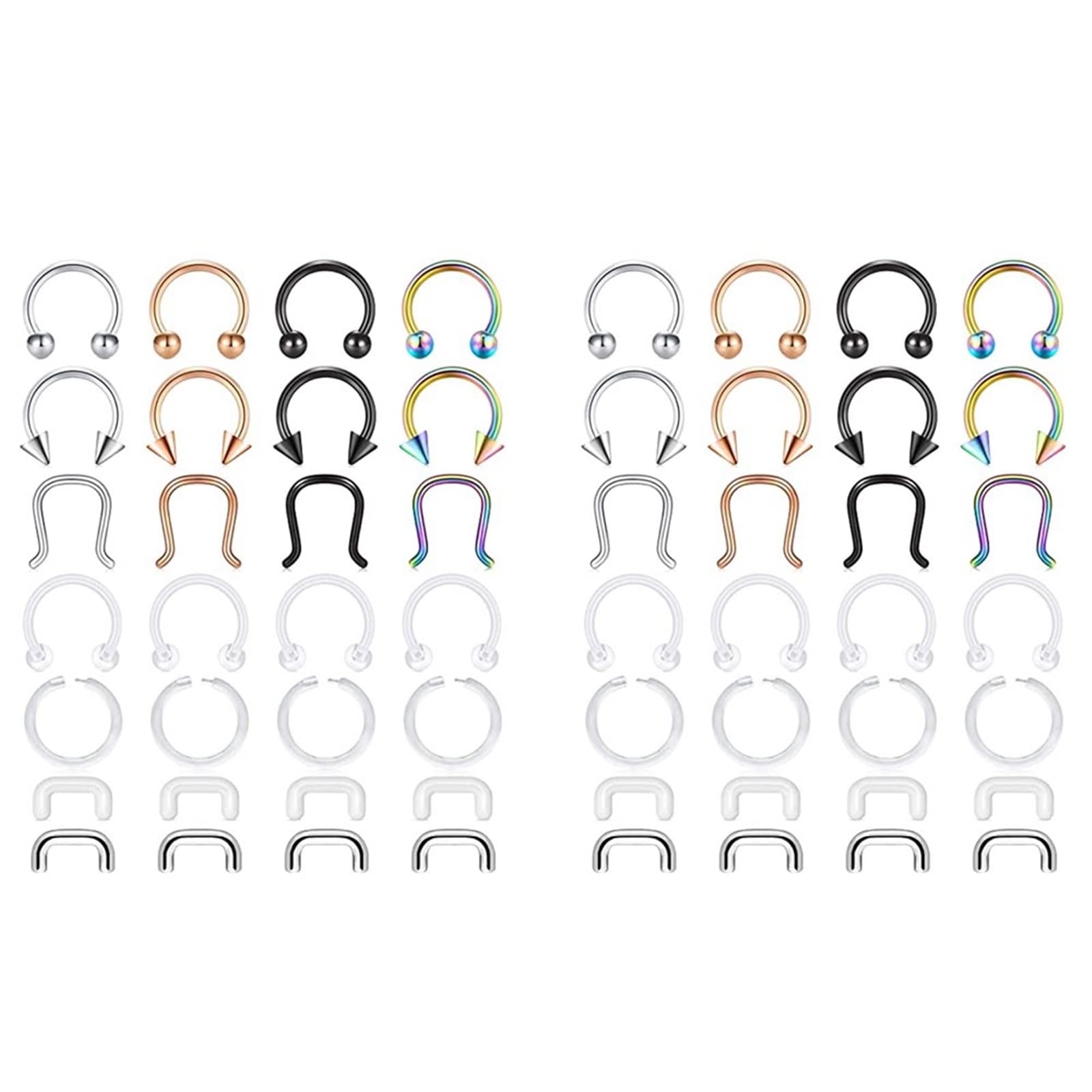 Małe kolczyki do chrząstki, biżuteria do piercingu ze stali nierdzewnej 56 szt. kolczyk do nosa o grubości 1,2 mm unikalny design i modny styl piercing biżuteria, Stal nierdzewna, Bez kamienia szlachetnego