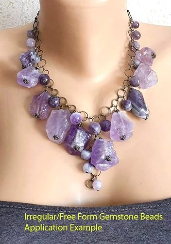 Miniatura 4 de 1 hebra Adabele natural de cristal de fluorita crudo de cuarzo curativo cuentas sueltas perforadas grandes pepita áspera chakra gema espaciador de