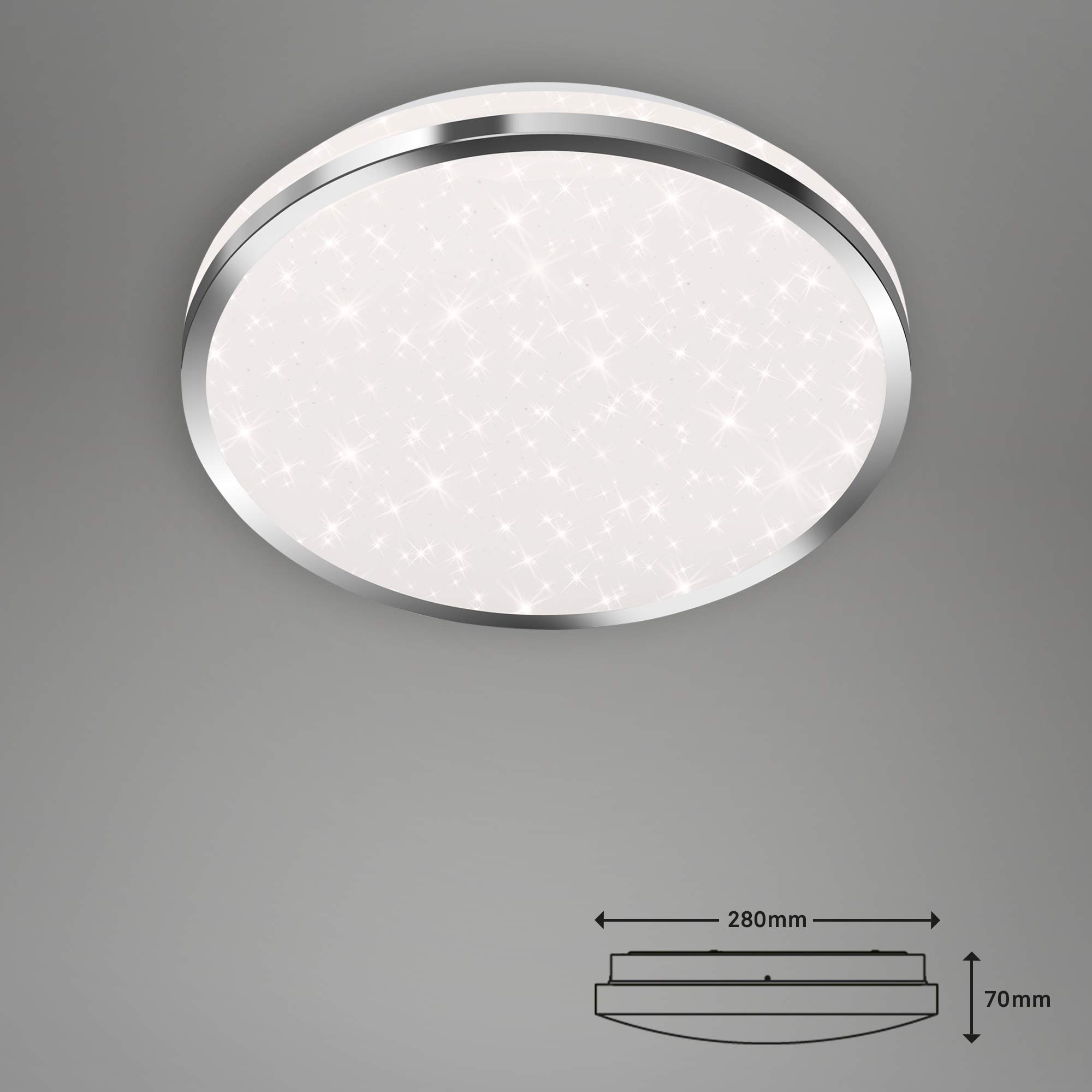 Briloner Plafoniera LED A Cielo Stellato 24W 3000 Lumen 4000K - Bianco/Nero, Diametro 38 Cm, Per Camera Da Letto E Soggiorno