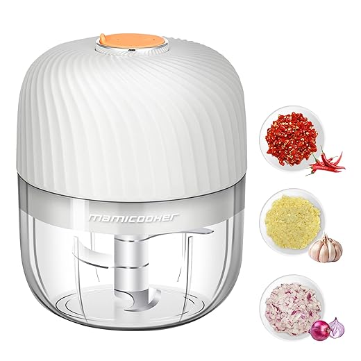 Cordless Food Processor Electric, 600ML Small Electric Food Chopper Glass Bowl for Meat Vegetables Onions Garlic, Meat Chopper Blender