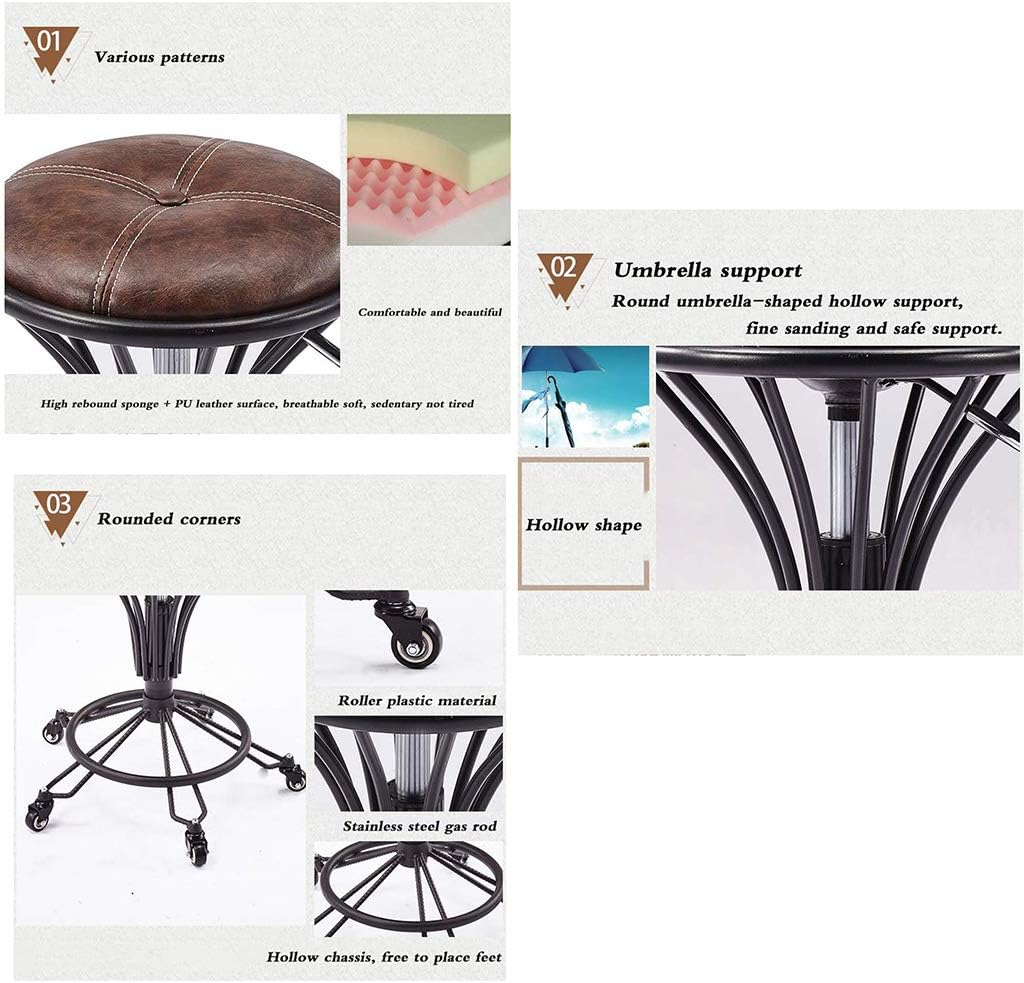 RXBFD Adjustable Height Swivel High Stool, with Wheels Medical Clinic Tattoo Spa Salon Rolling Chair, Ergonomic Design, for Restaurant/Office/Counter/Family (Gold) : Beauty & Personal Care