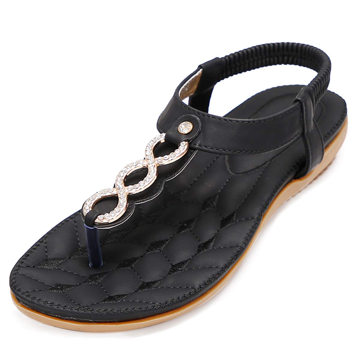 Sandalias Mujer Verano Planas Comodas Bohemio Sandalias de Playa Punta Abierta Clip Toe Pisos Cómodo Elástica Casual Zapatos 36-41 EU