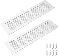 Antrader Aluminum Louvered Air Vent Grille 300x80mm, 2PCS Rectangle Metal Ventilation Cover for Wardrobe, Cabinet, Door - Durable Alloy Grill