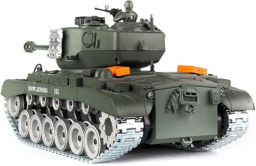 Miniatura 4 de Tanque de control remoto Pershing modelo de tanque, 118 2.4G RC tanque infrarrojo tanque de batalla principal militar, correa eslabonada de