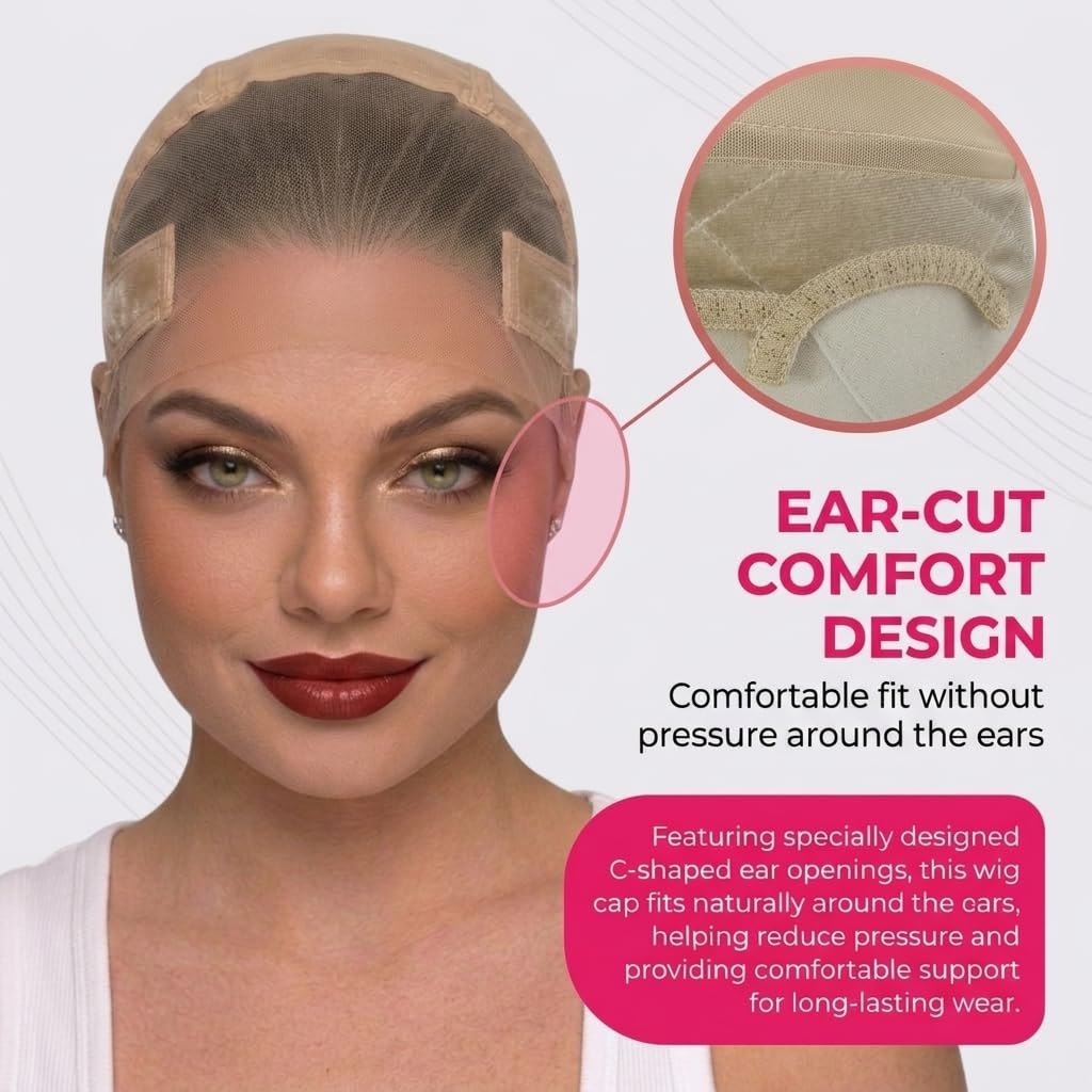 Max Wig Grip Cap, 11x5 Glueless Wig Cap with Grip Band, Non Slip Adjustable Wig Cap with Reusable HD Lace for Lace Front Wigs, Nude