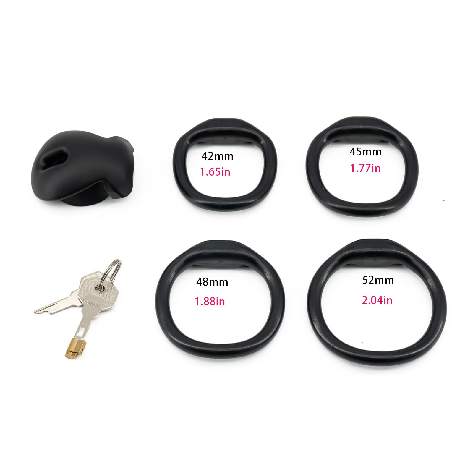 Chastity Cage Man Cage de Chasteté Inversée pour Pénis avec 4 Anneaux Différents Sex Toýs Homme Cage Chastetée en Résine ABS avec Mini Serrure pour Bondage le Pénis (Black,N)