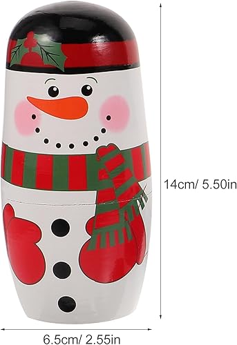 Miniatura 6 de FOMIYES Muñecas de anidación, muñecas de anidación rusas de Navidad Matryoshka juego de apilamiento de madera, 5 piezas hechas a mano muñecas