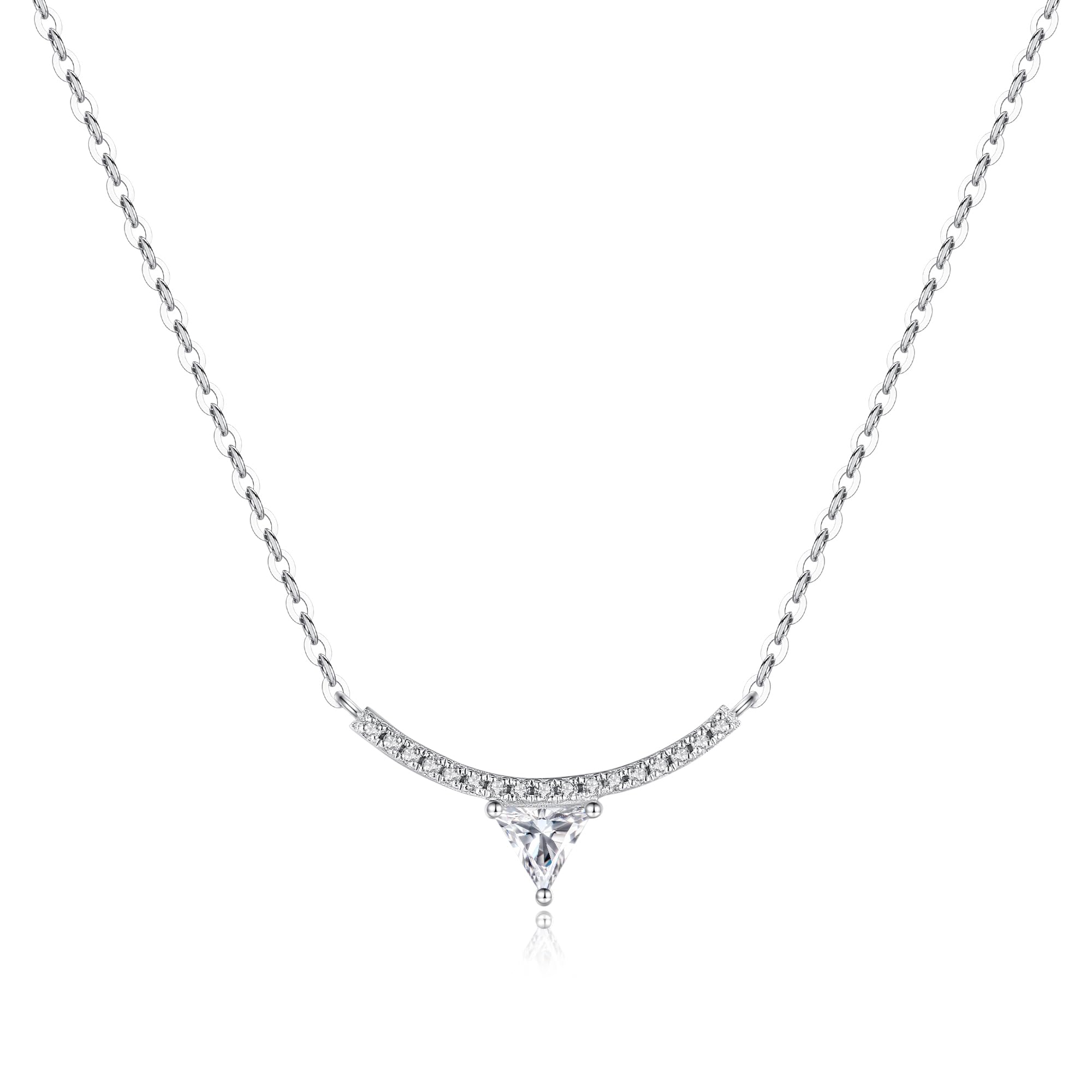 ZHOANLE Moissanite Necklace 925 Sterling Silver Necklace Plated 18K White Gold Pendant Necklace For Women Valentines Day Gifts For Her