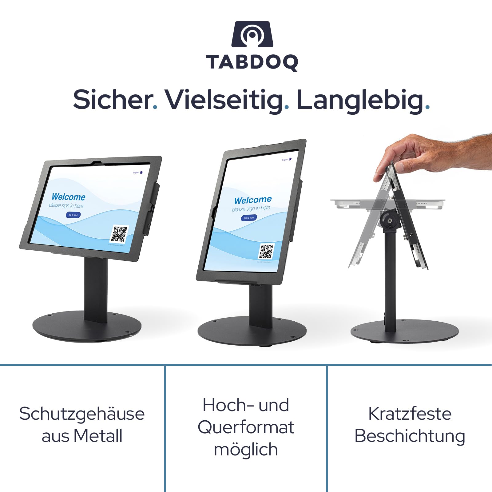 Lite freistehende Tablet Tischhalterung | dreh- & neigbar | Tablet Ständer mit beschwerter Basis für Tresen & Schreibtische | kompatibel mit Samsung Galaxy TAB A9+ & A11+ | 11 Zoll | weiß