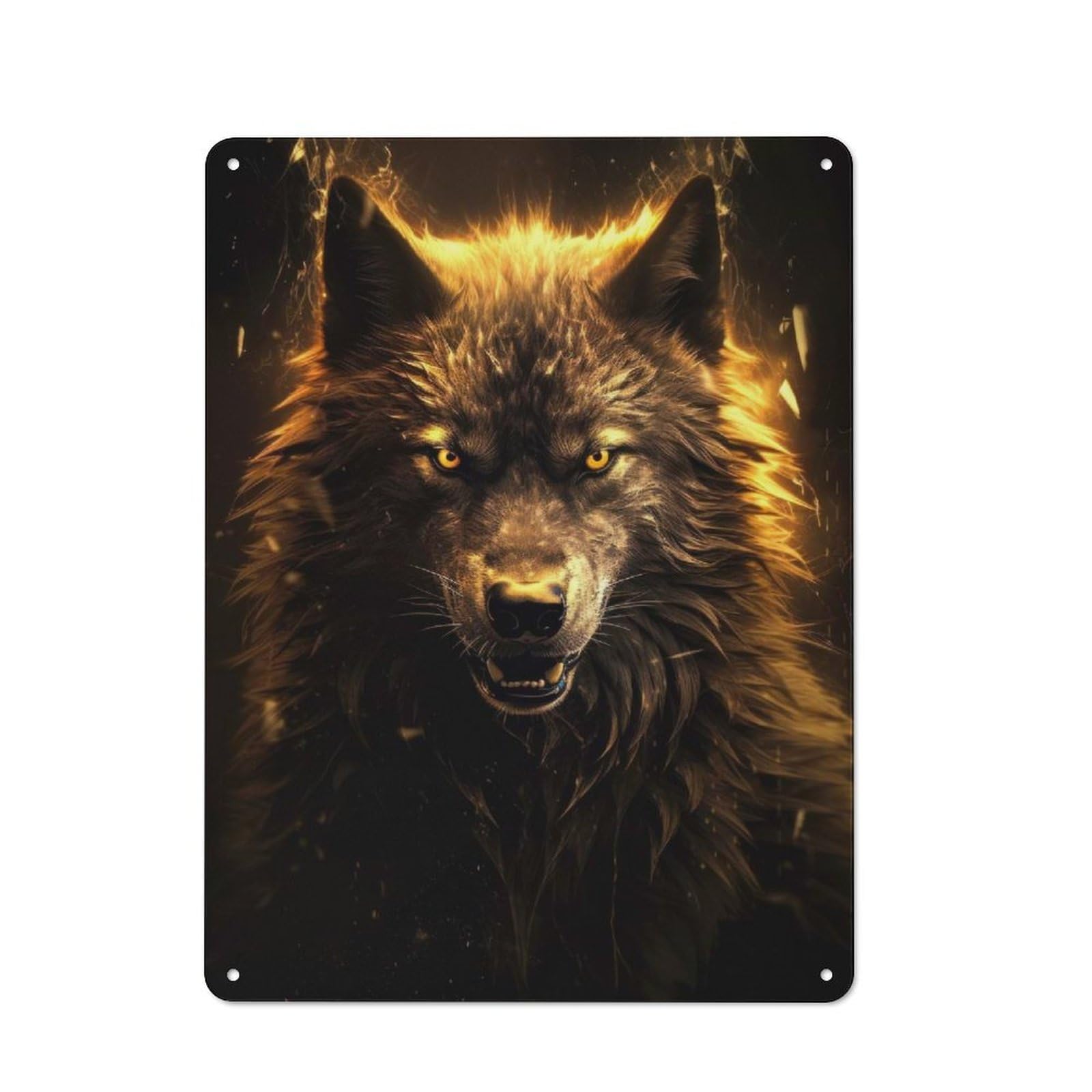 Junmoney Unleashed Black Wolf Retro Metal Sign 40X30cm For Garden Room Or Summerhouse, A Decorative Christmas Gift For Summerhouse Decorators