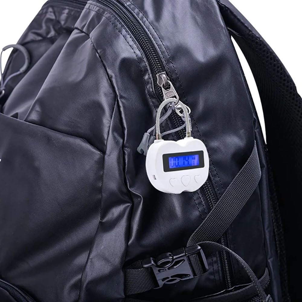 Meichoon Timer Lock Smart Padlock for Chastity Control LCD Display 99-Hour Countdown USB Rechargeable Ideal for Adult Games and Behavioral Training White - Image 3
