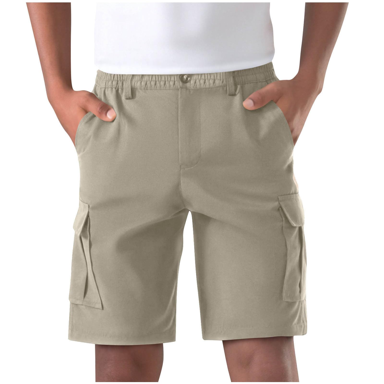 Cargo Shorts Herren Sommer Kurze Hosen Kurz Arbeitshose Chino Shorts Laufshorts Casual Outdoorshorts Cargoshorts mit Taschen Baggy Herrenshorts Elastische Taille Freizeitshorts Beige L