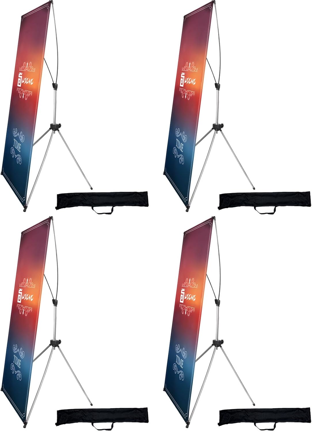 X Banner Stand Adjustable Fit Banner 23 x 63 to 32 x 78 Inch(STAND ONLY), Portable Travel Bag, Bigger, More Adaptable Advertising, Stores, Tradeshow, Restaurant, Event, Birthday & Party (4 PACk)