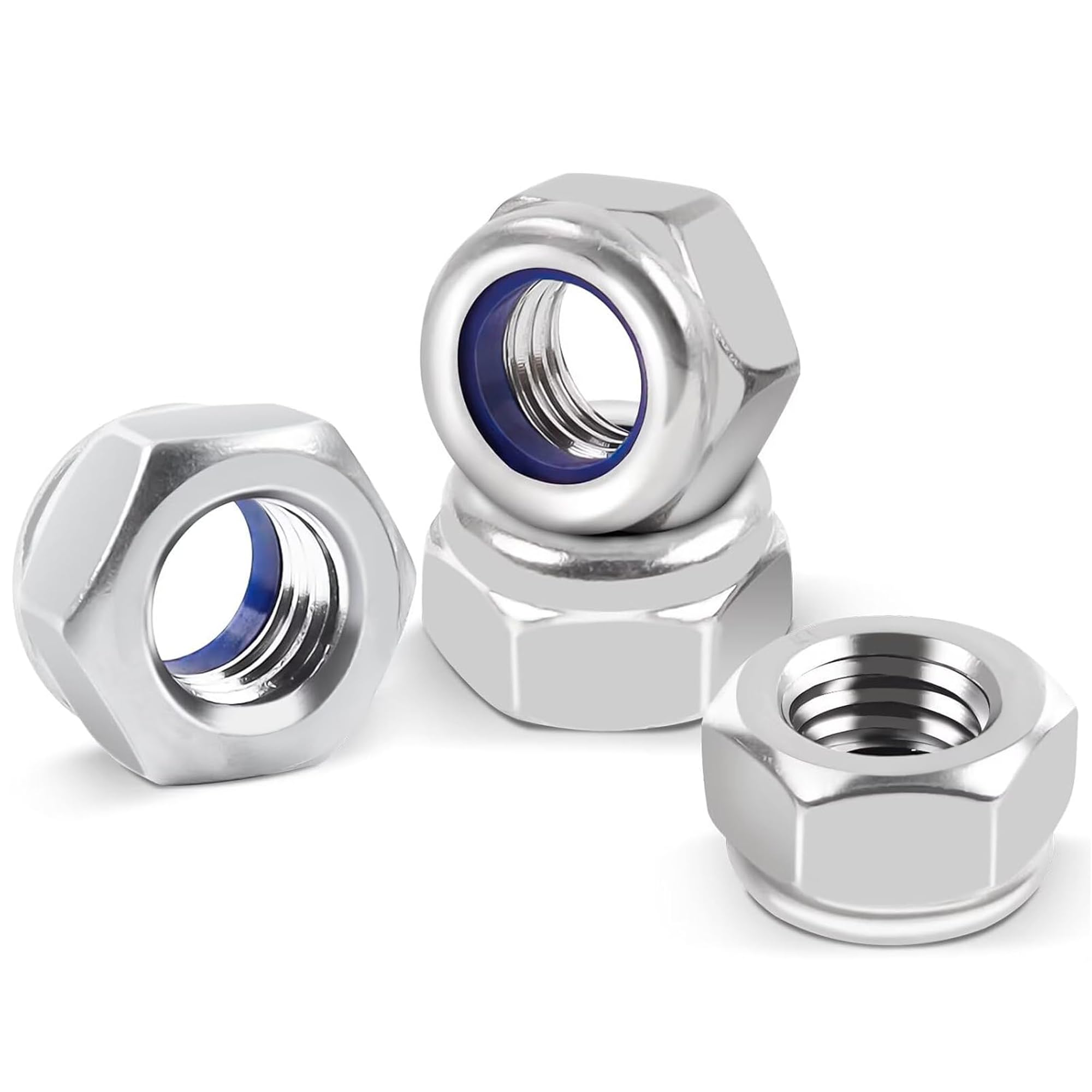 M8 Locking Nuts (Pack of: 50) Nylon Insert Lock Nut Steel Zinc Plated Nyloc DIN 985