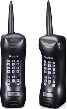 Gejoy 2 Packs Inflatable Mobile Phone Inflatable Retro Mobile Phone 80s 90s Party Decoration Hip Hop Costume Birthday Theme Props Fancy Dress Accessory,28 InchesBlack