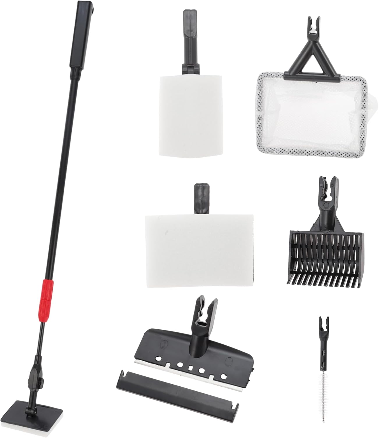 Fish Tank Cleaning Tools, 6 in 1 Fish Tank Cleaning Tools, Aquarium Cleaning Kit, Adjustable Telescopic Long Handle, with Scraper, Fish Net, Gravel Rake, Sponge Brush Fish Tank Cleaning Tools, 6 in 1 Fish Tank Cleaning Tools, Aquarium Cleaning Kit, Adjustable Telescopic Long Handle, with Scraper, Fish Net, Gravel Rake, Sponge Brush