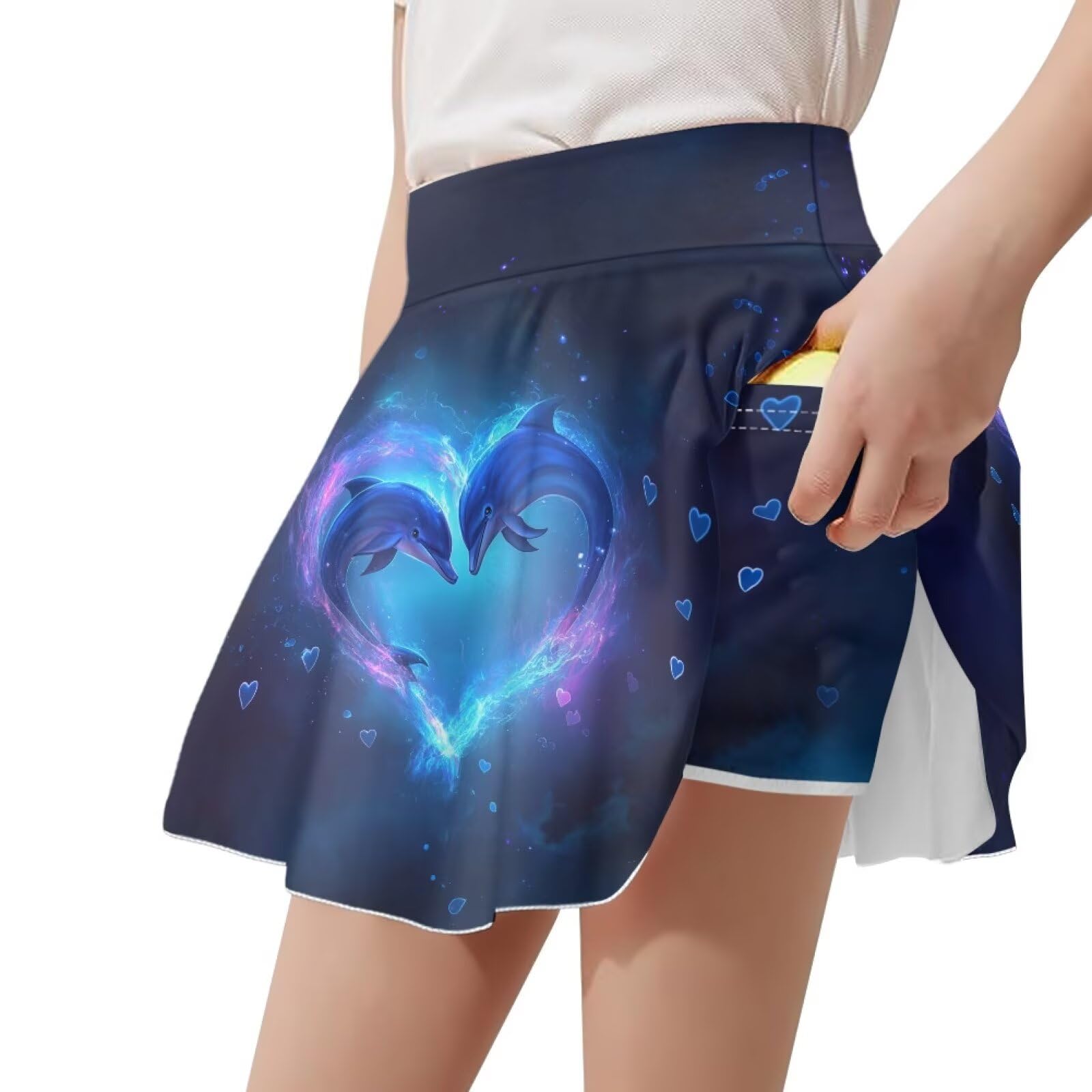 ORGYPET Cute Dolphin Skirts for Girls Size 5-6 High Waist Stretch Tennis Skorts Lightweight Cozy Flowy Summer Skirt Breathable Athletic Skorts