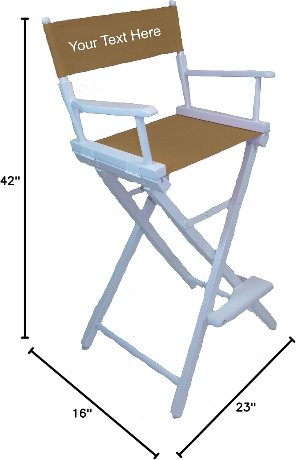 TLT Personalized Embroidered Commercial 30 Inch Bar Height White Frame Director's Chair - Khaki
