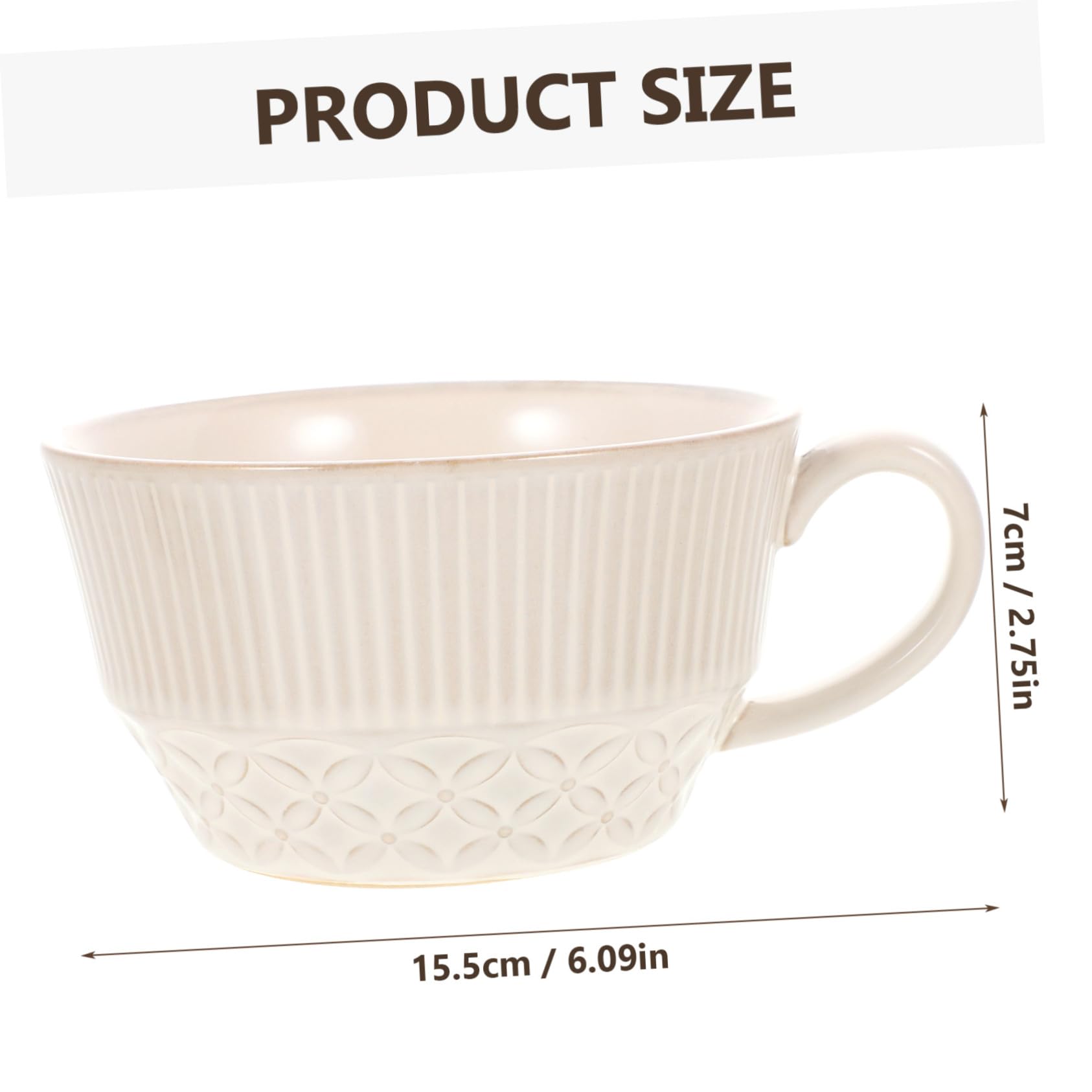 Keramik Becher mit Henkel 500ml Weiß für Frühstück und Milch | Japanischer Stil, Kreative Schlichte Optik, Vielseitig für Wasser, Saft und Soda, 1 Stück