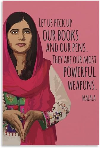 RCIDOS Póster de Malala Yousafzai con cita artística de Malala Yousafzai (14) pósteres e impresiones de pintura en lienzo para decoración de sala de