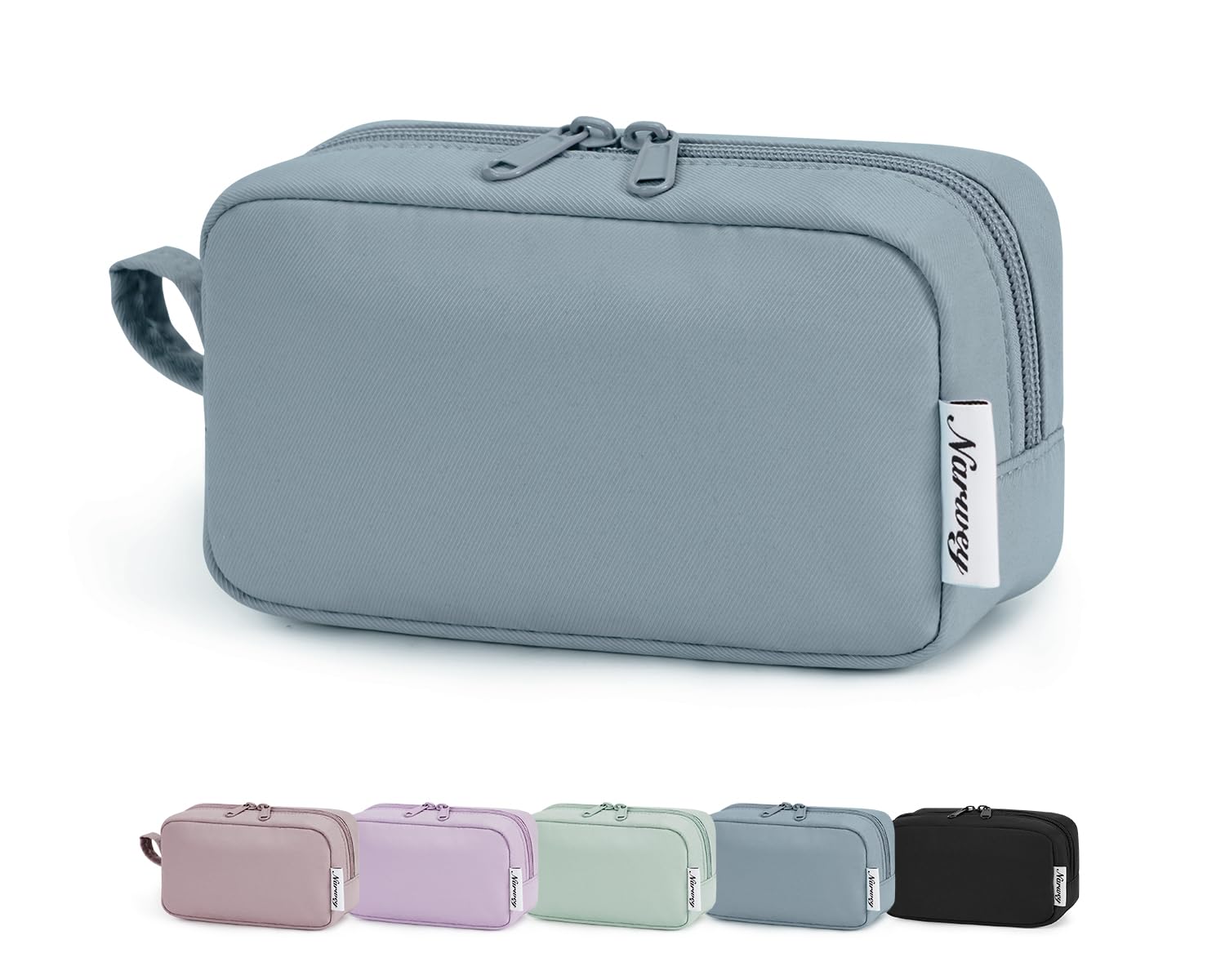 Narwey Small Makeup Bag for Purse Travel Makeup Pouch Mini Cosmetic Bag Zipper Pouch for Women (Greyish Blue, Small)