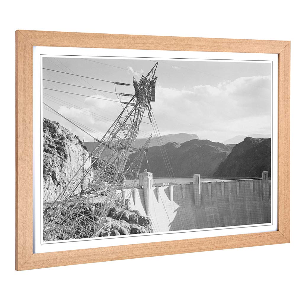 Big Box Art Framed Print of Ansel Adams Boulder Dam from The top Design | Wall Art Picture | Home Decor for Kitchen, Living Room, Bedroom, Hallway, Oak, A2 / 24.5x18 Inch / 62x45cm