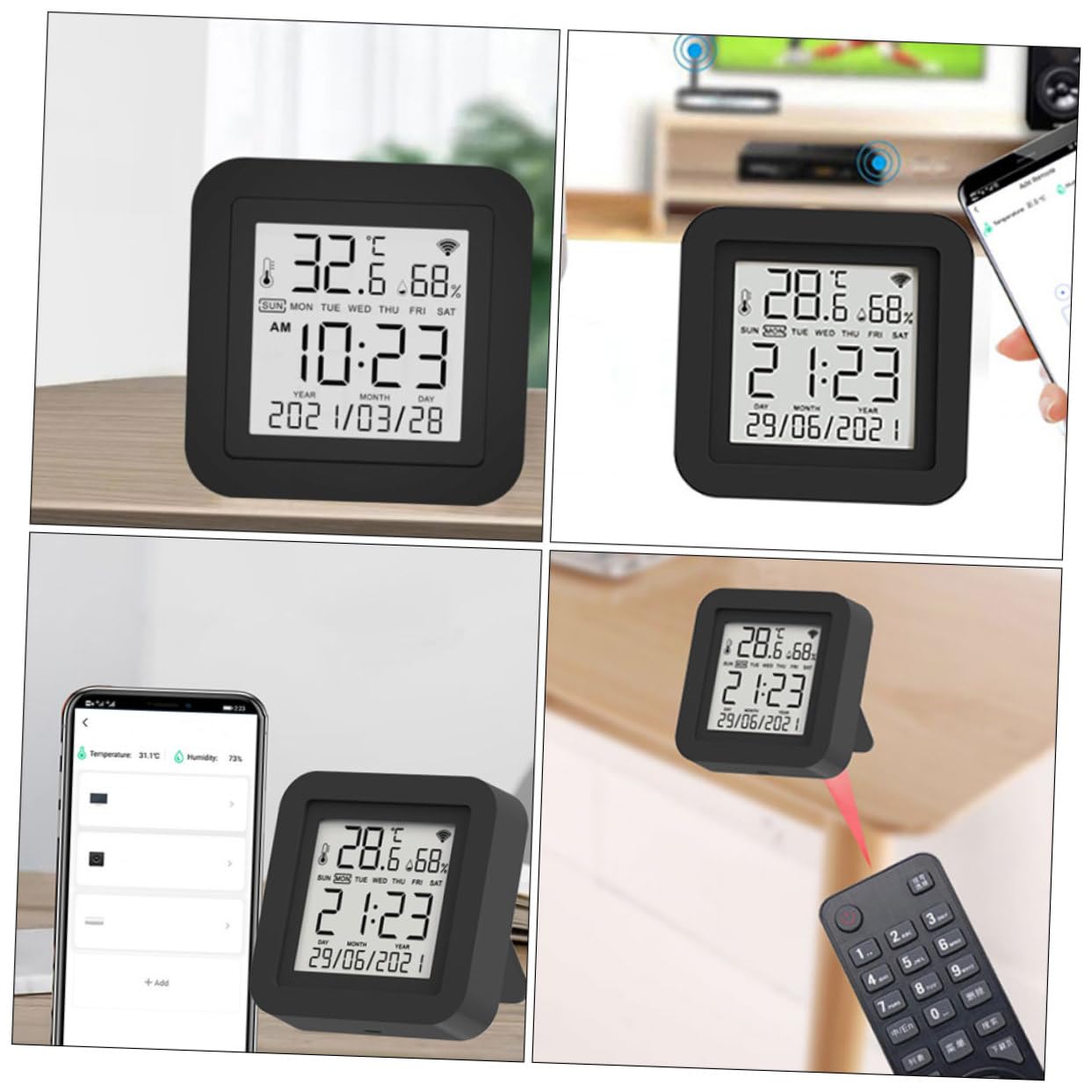 Yardwe Indicatore di Temperatura Digitale Monitor di Temperatura e Umidità per Interni Sensore di Umidità Misuratore di Termometro Igrometro Display Lcd Strumento Portatile per Uso