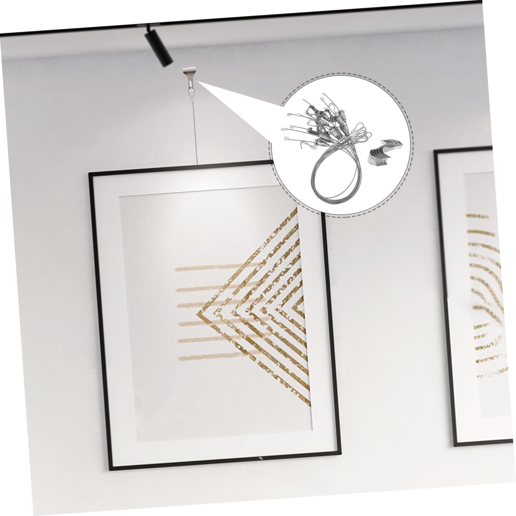 Kit 10 Set Ganci Regolabili per Quadri in Acciaio Inossidabile Argento per Appendere Immagini e Opere D'arte, Facile da Installare, per Casa e Esposizioni