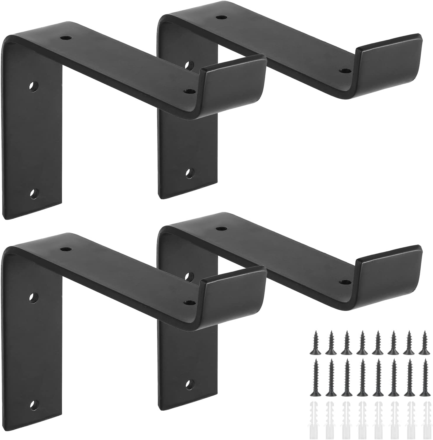 NALACAL 4 Pack Shelf Brackets Heavy Duty Scaffold Board Shelf Brackets Wall Mounted Shelf Supports Brackets with Matching Screws (200x150mm)