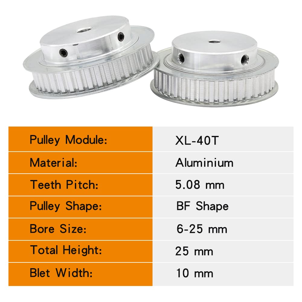 1Pc MXL 40 Denti 50 Denti 60 Denti Puleggia Folle Passo 2.032mm Ruota Sincrona for Larghezza 6mm 10mm MXL Cinghia Dentata(10mm,40Tooth