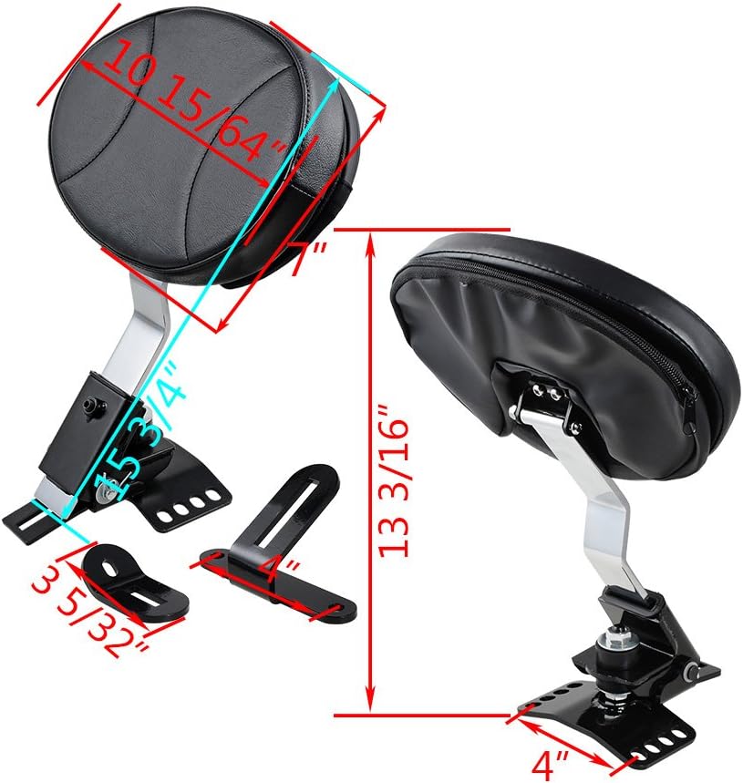 Adjustable Plug-In Driver Rider Backrest For 1988-2020 Harley Touring FLH FLT Slotted Seat (Without Pocket)