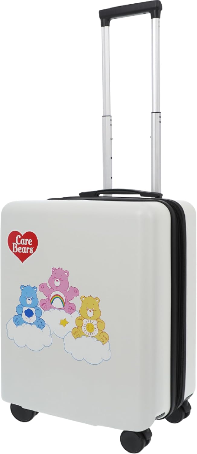 FUL Care Bears 22.5 Inch Carry On Luggage, Cheer Bear, Funshine Bear, and Grumpy Bear Hardshell Rolling Suitcase with Spinner Wheels, White