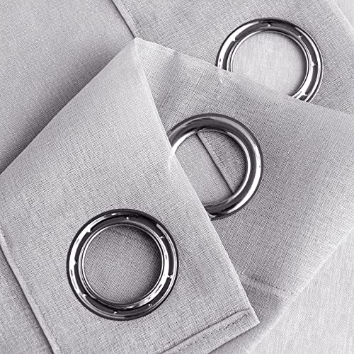 Woaboy Voile Gardinen Vorhänge Ösen 2er Set 140x245cm Grau – Ansicht 3