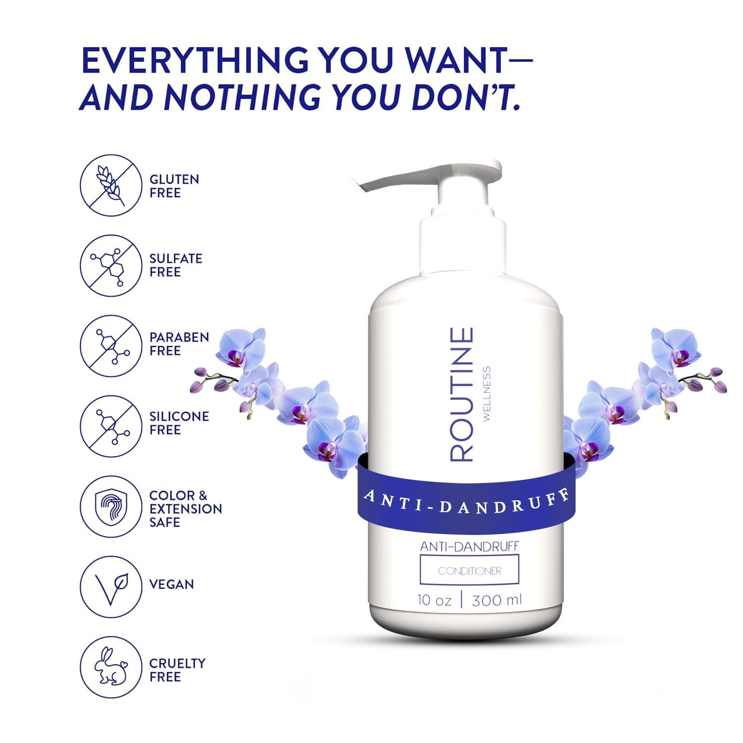 Routine Wellness AntiDandruff Conditioner ScalpCare ItchRelief FlakeControl HairHydration Smoothening HerbalFormula SulfateFree ParabenFree Unisex DailyUse SoftHair AllHairTypes NaturalIngredients 300ML