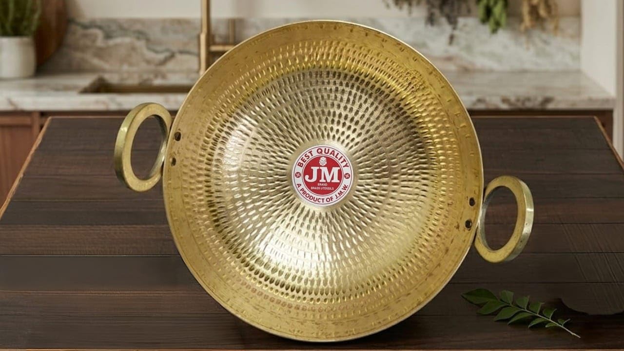 Heavy Weight Pure Brass (Pital) Hammered Kadhai/Frying Pan for Cooking (Gold, 10 x 10 x 3.5 inches, 2.5 L) | Handmade Kadai Cookware with Handles (Premium Quality from Jagdish Metal Works (JMW))-image-14