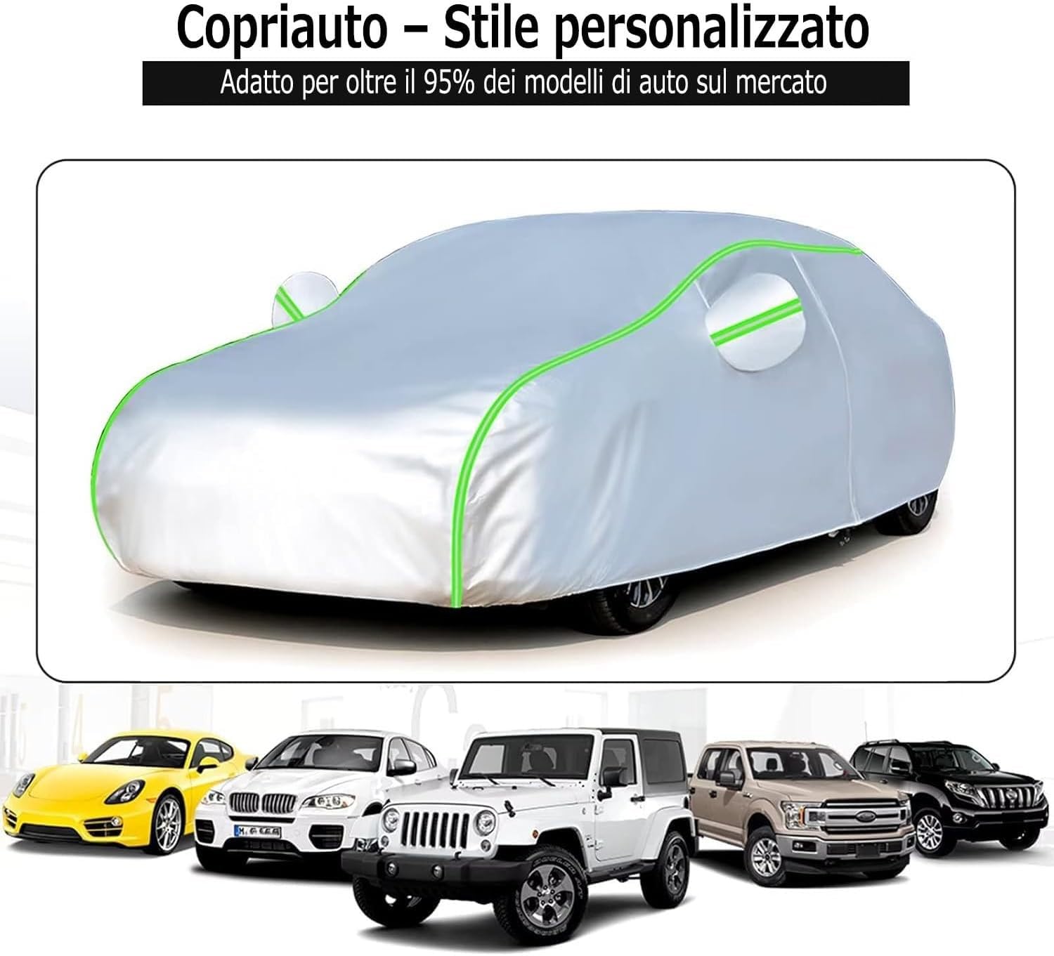 Autogarage für Toyota Land Cruiser 200(2011-2015),wasserdicht, UV-beständig – reflektierende Streifen, Türreißverschluss, Tasche, 4 Jahreszeiten, maßgefertigt