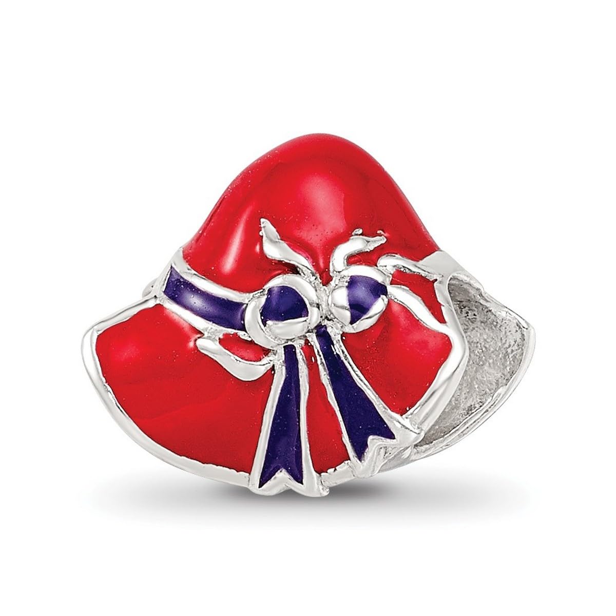 JewelryWeb 925 Sterling Silver Polished Reflections Red Hat Society Bead Charm 9.09x11.82mm Wide Pendant Necklace for Women