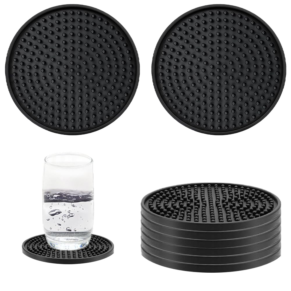 8 posavasos redondos de silicona, protectores antideslizantes para tazas y mesas para el hogar, cafetería, bar, hotel