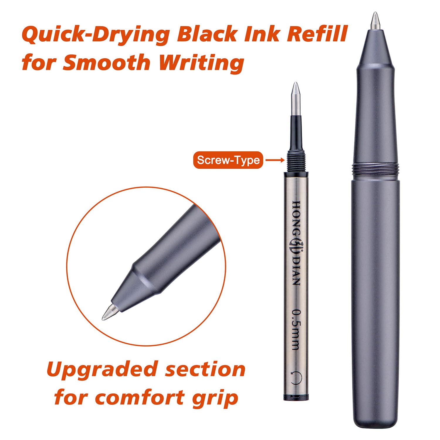 Hongdian M2 Black Forest Mini Rollerball Pen, Fine Point 0.5mm, Sleek Aluminium Pocket Pen with Black Ink Refill - Image 3