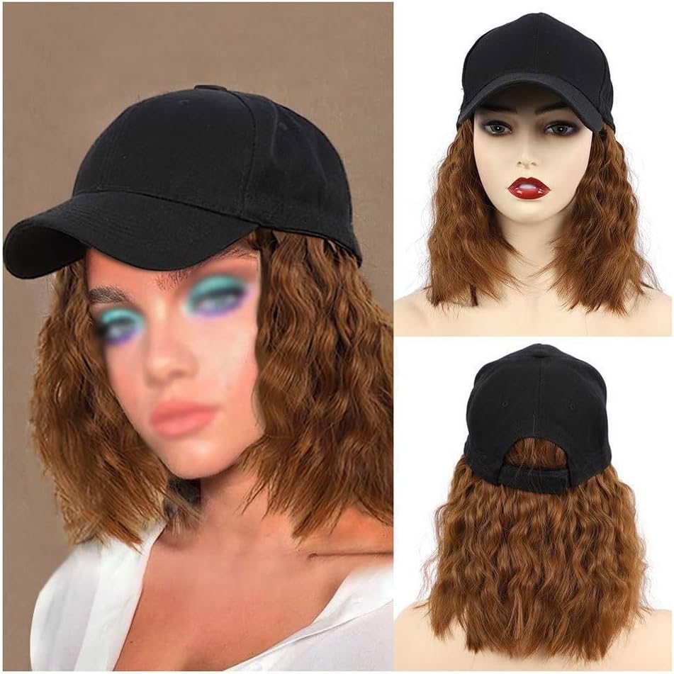 EARSHOT Wig Cap Women's Wig Caps, Wavy Wig Caps, Baseball Cap Wig Caps, Suitable for Daily Theme Parties, Concerts, Dates Headband Wig Human Hair (Color : 01)