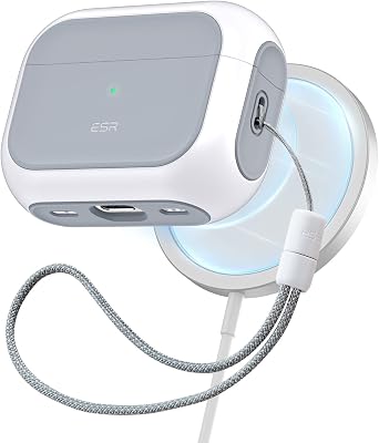 ESR Coque pour Airpods Pro 2/1, Compatible avec AirPods Pro 2023/2022/2019 (Câble USB-C/Lightning), Compatible avec MagSafe, Protection Hybride Contre Les Chutes, Blanc